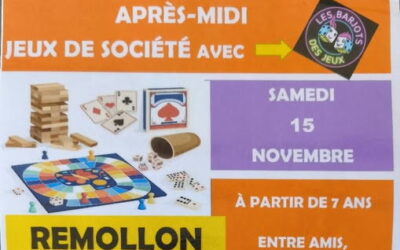 Après-midi jeux de société le 15 Novembre au Centre Socio-Culturel